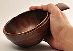 Walnut porringer as meant to be held