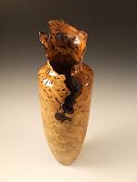 Burled Oak Vase 14-1/2" Tall 5-1/2" wide at top and 2" across base