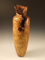 Burled Oak Vase 14-1/2" Tall 5-1/2" wide at top and 2' wide at base.