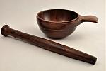 Walnut Porringer & Spurtle.  My own design, carved handle and ring detail