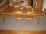 Some day I plan to make a real table, in the mean time, this serves our family of 7 nicely.  Pine legs & stringers with red oak ply for a top.  It...