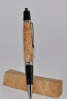 Pale eucalyptus burl on a Wall Street II click pen with platinum plating.  2012 Pen Exchange. (Blank from Graham Sugar)