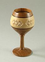 chip carved goblet, cherry, walnut, basswood